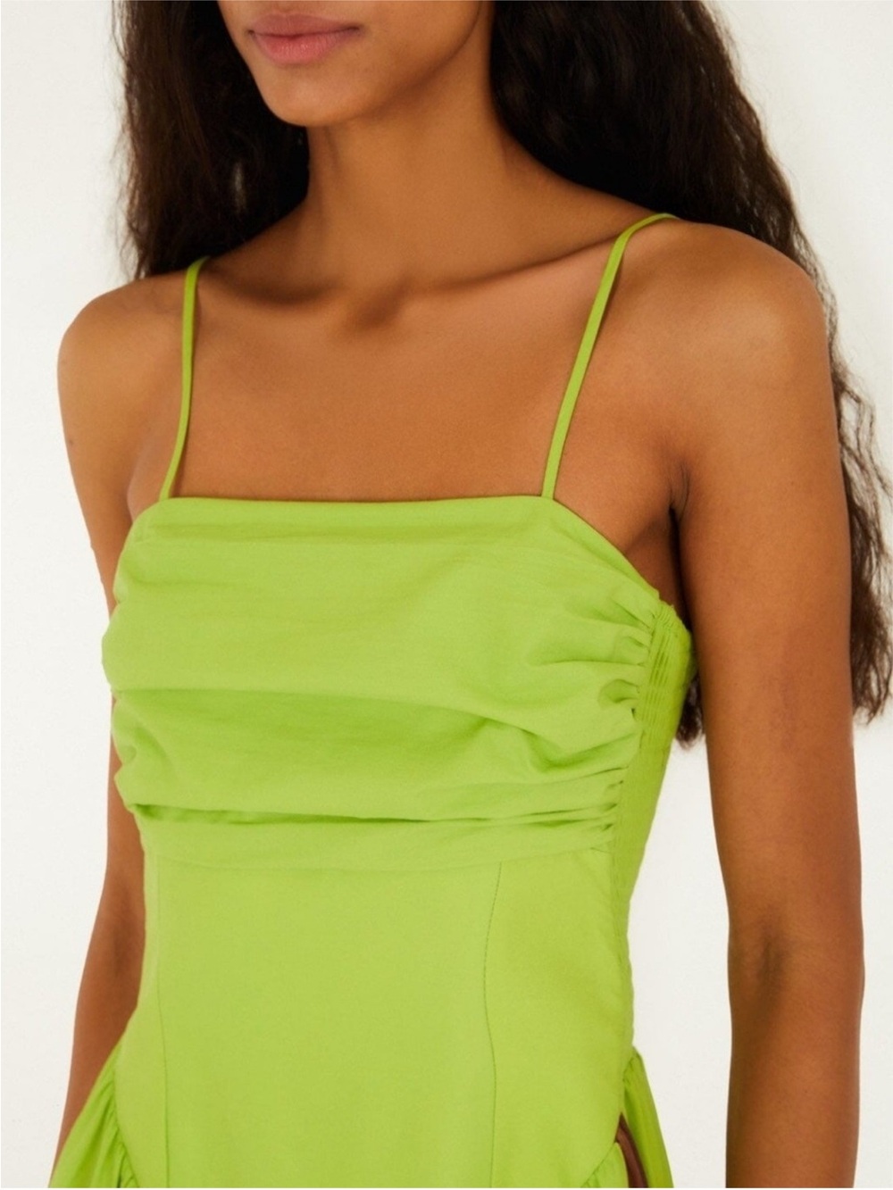 FARM Rio Lime Green Spaghetti Strap Maxi Dress with Blue Bird Print L NWT - Picture 6 of 16